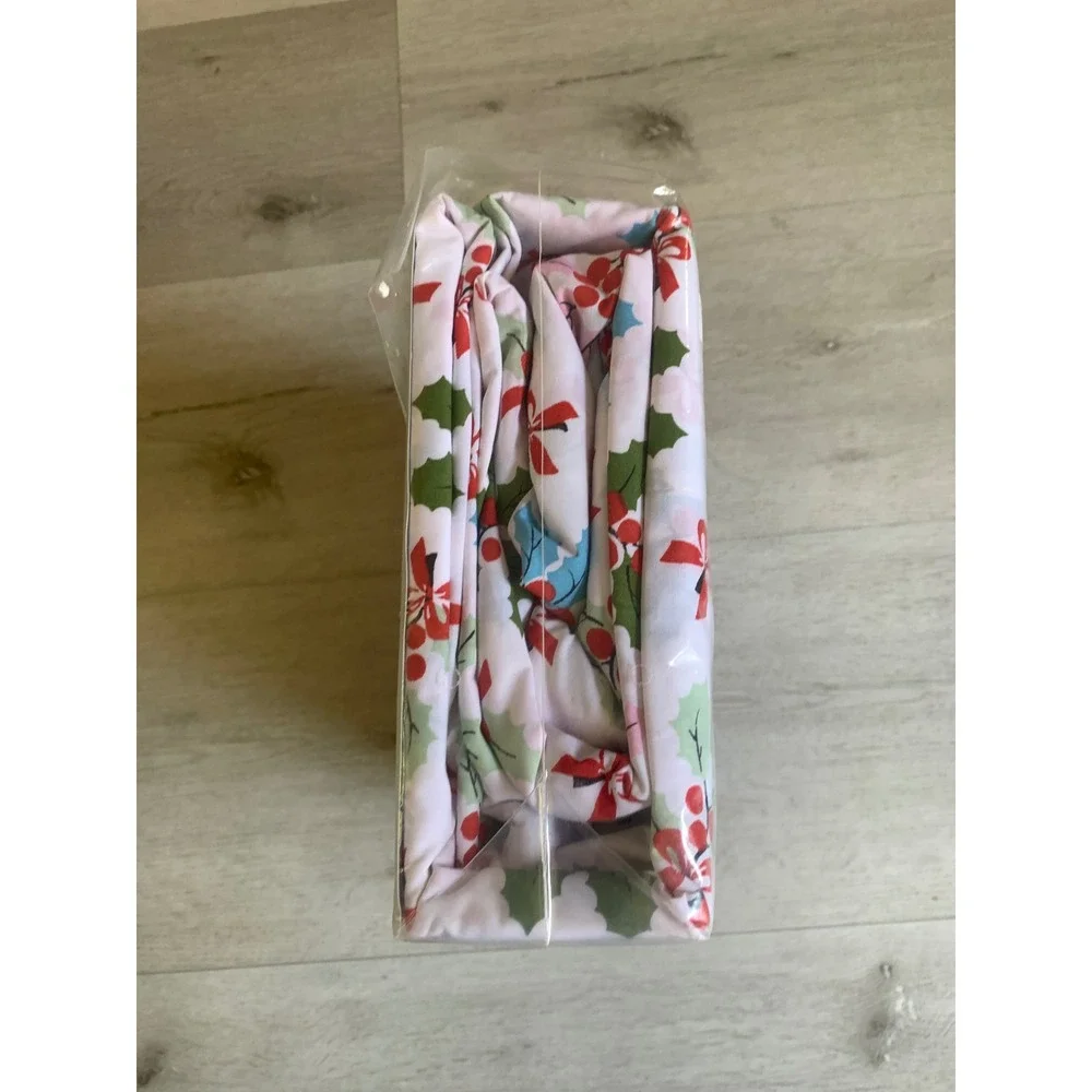 Cath Kidston Queen Sheet Set Holly Berry Christmas Holiday Floral 4‎ Piece NEW